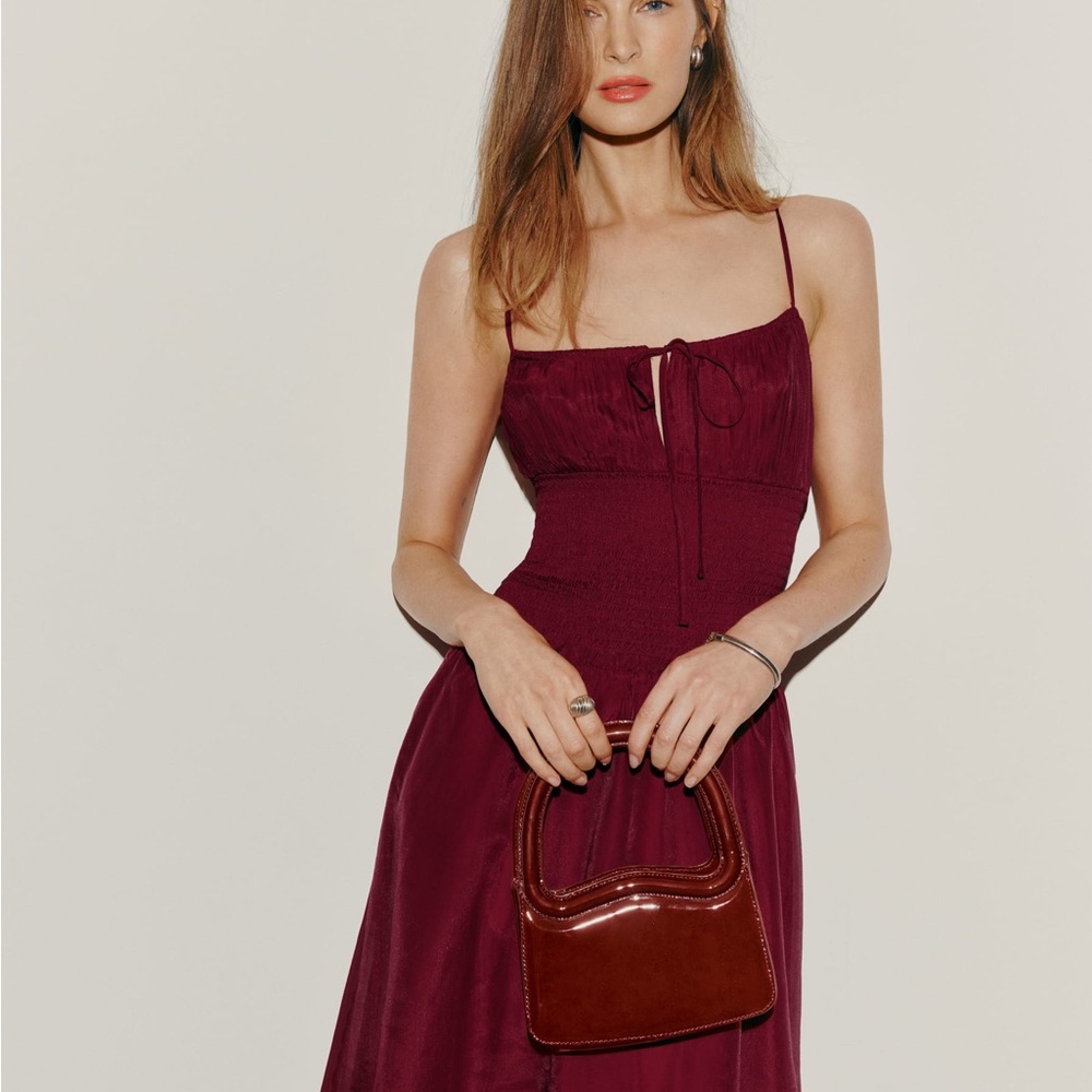 Reformation Burgundy Midi Laly Dress - Picture 2 of 7